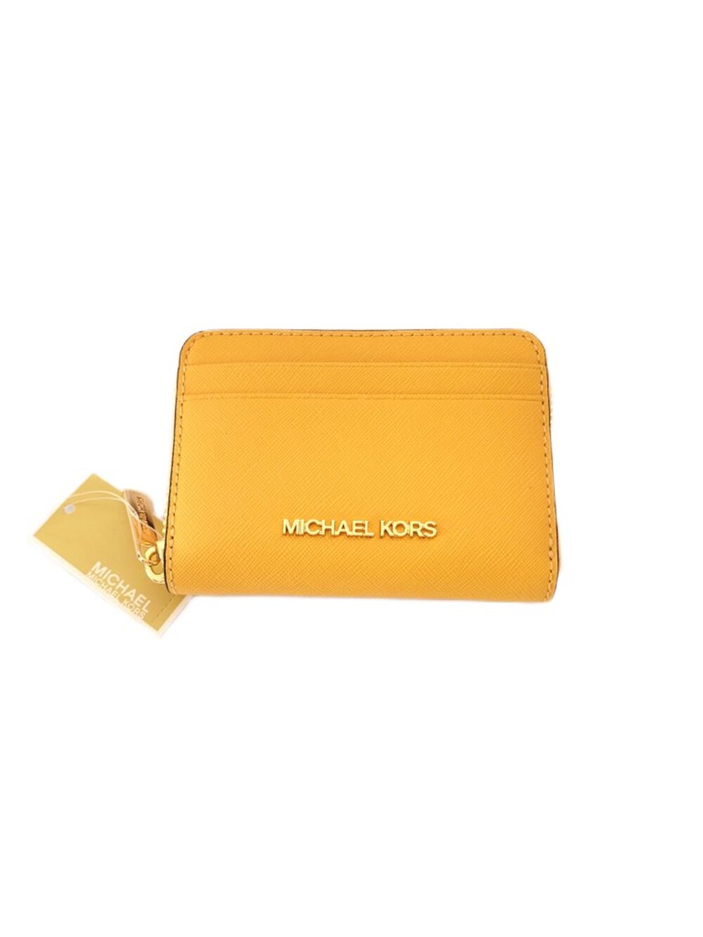 Michael Kors Jet Set Travel Medium Zip Around Card Case Honey Wheat Leather